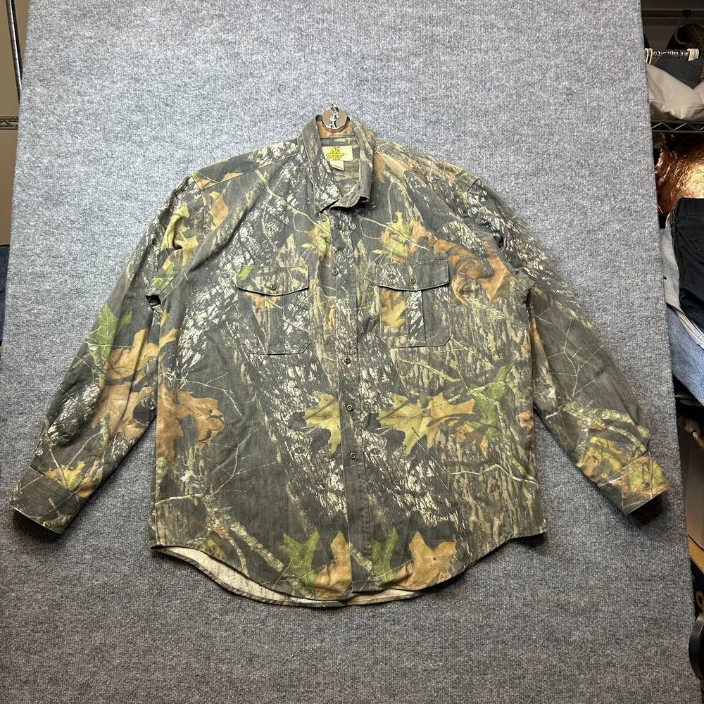 Vintage No Trace by Dan River Camouflage Shirt Men's Button Hunting Fishing - XL